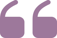 Purple quotation mark symbol on black background.